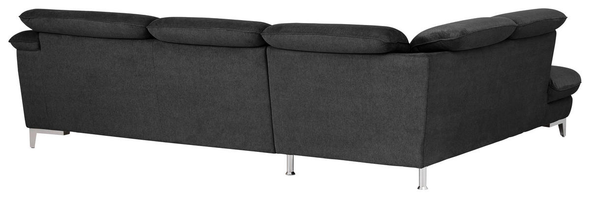 ECKSOFA in Chenille Schwarz  - Chromfarben/Schwarz, Design, Textil/Metall (232/293cm) - Livetastic