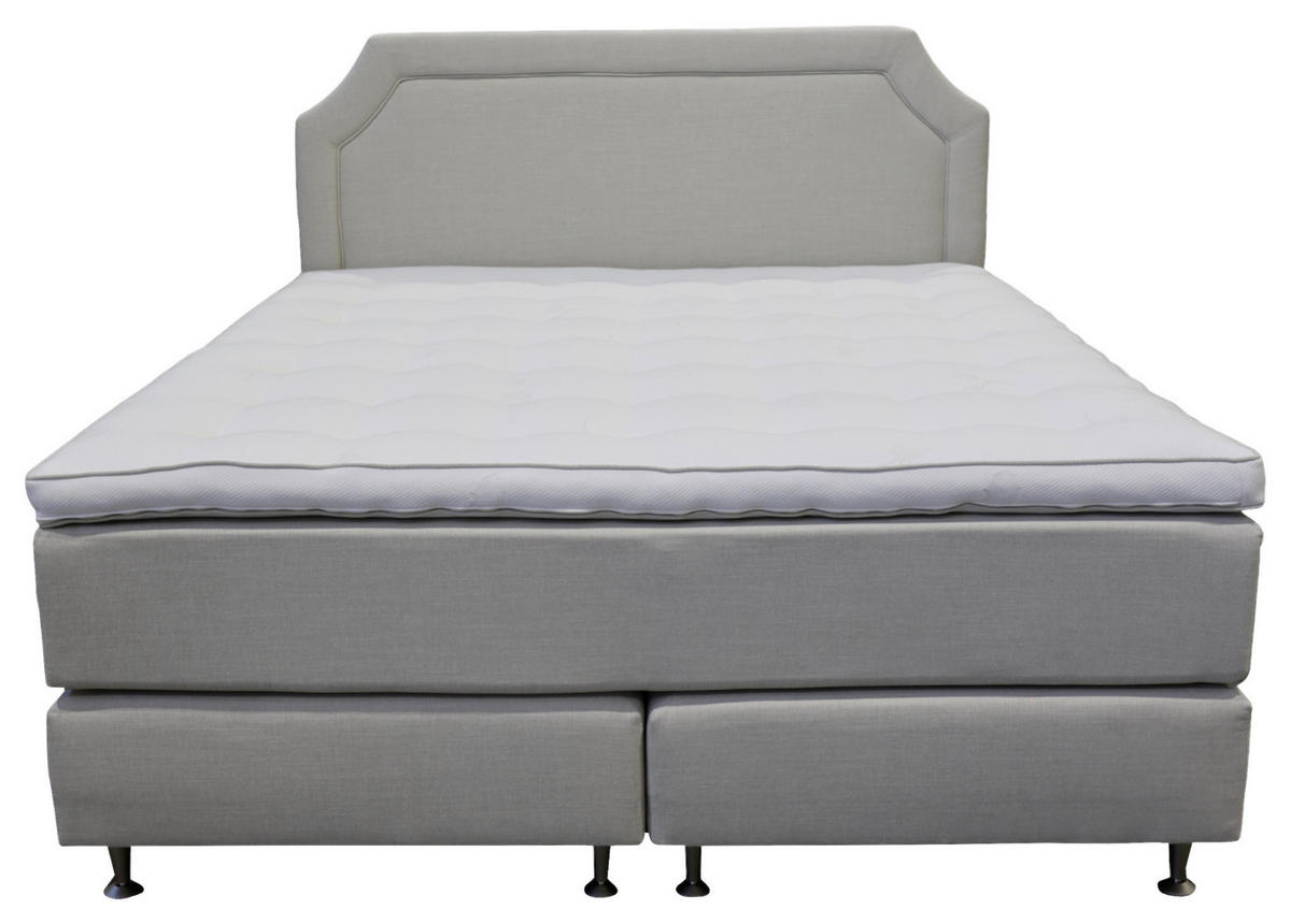 KONTINENTALSÄNG 180/200 cm  i beige  - beige/aluminiumfärg, Klassisk, metall/trä (180/200cm) - Cassando
