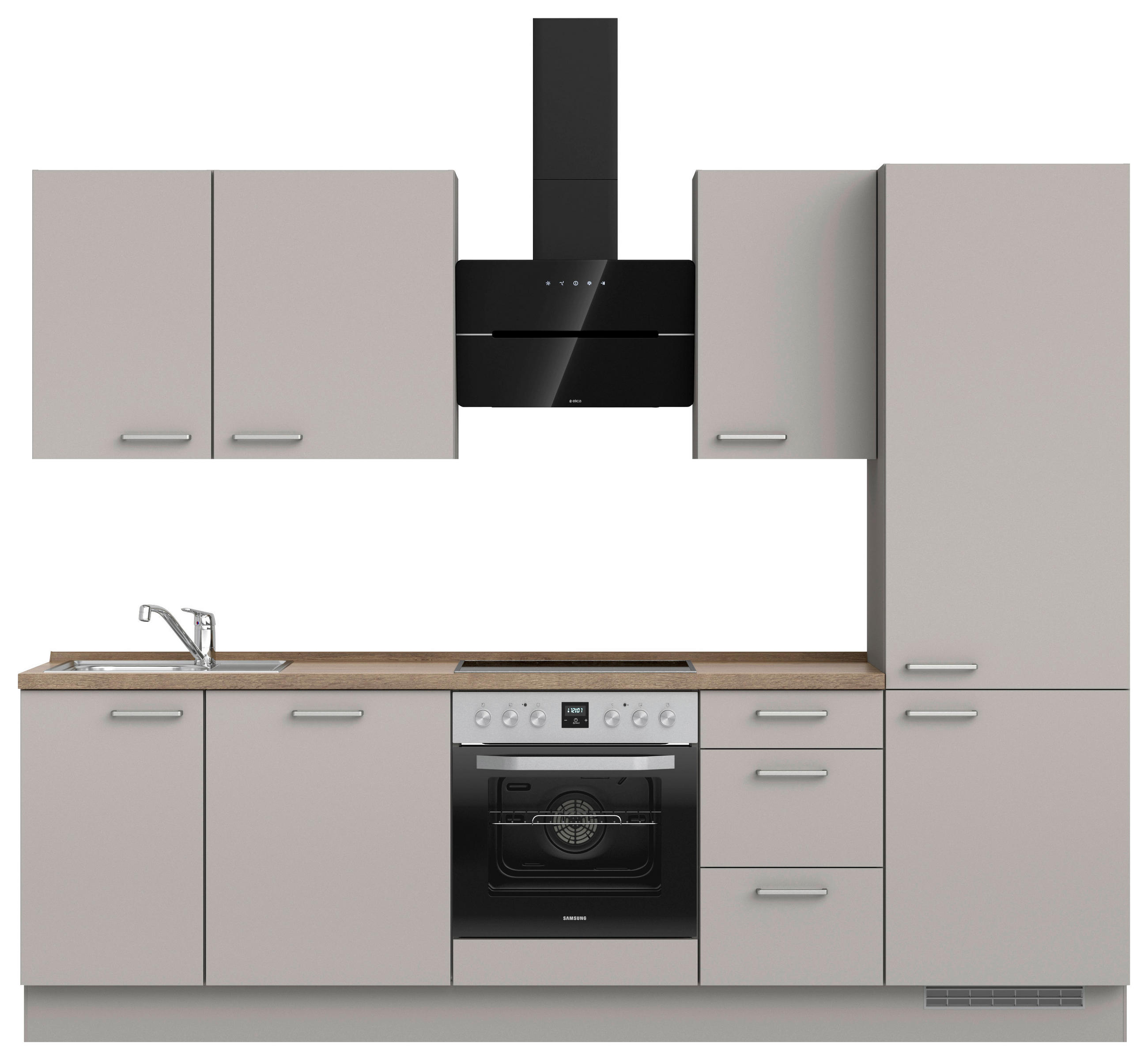 KÜCHENLEERBLOCK 270 cm   in Grau, Eiche dunkel  - Eiche dunkel/Edelstahlfarben, MODERN, Holzwerkstoff/Metall (270cm) - Nobilia