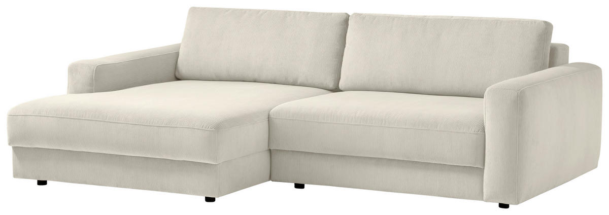 ECKSOFA in Cord Creme  176/250 cm  - Creme/Schwarz, MODERN, Textil (176/250cm) - Trendmanufaktur