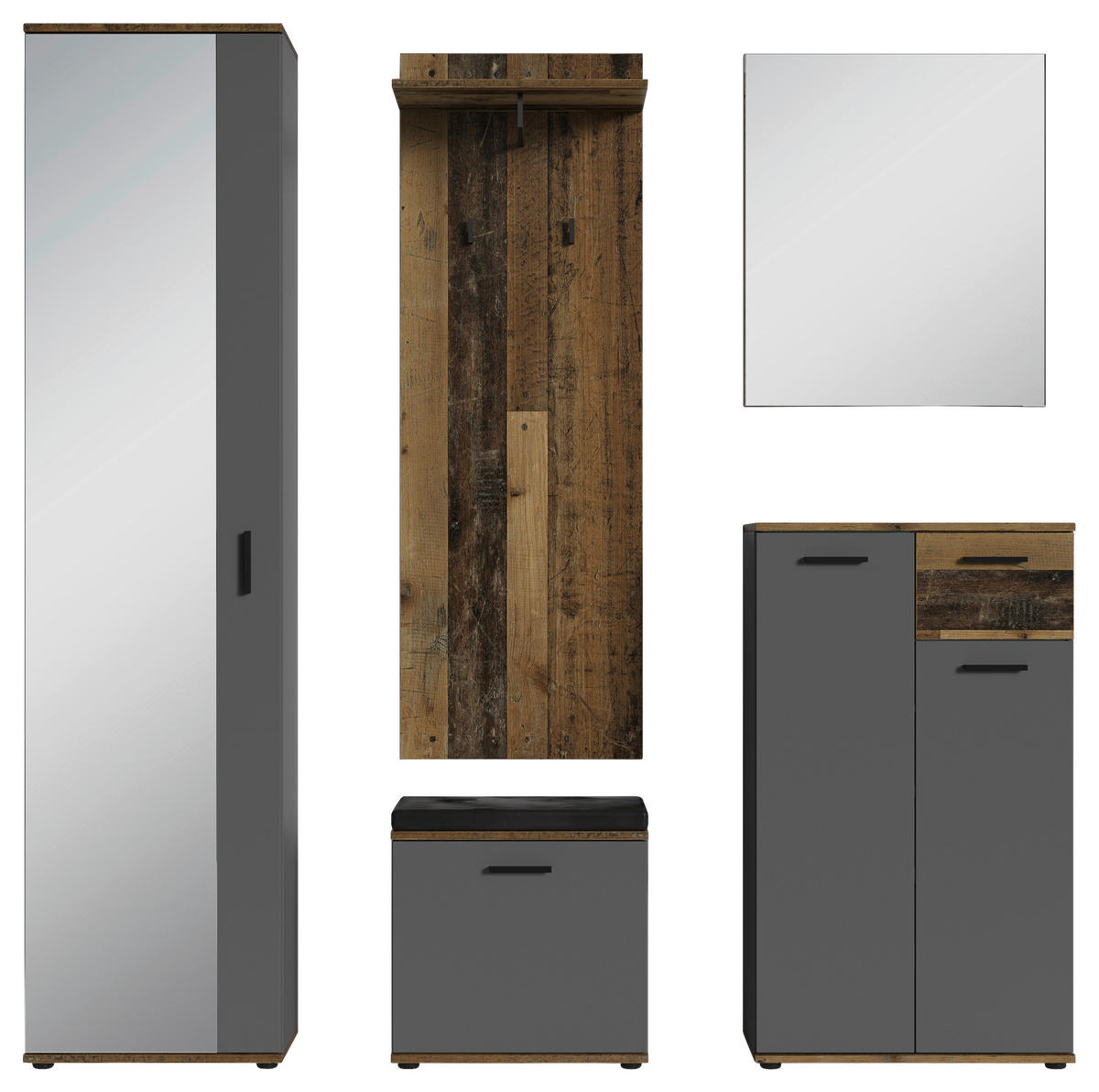 KOMMODE  in 60/102/30 cm  - Alteiche/Anthrazit, LIFESTYLE, Holzwerkstoff/Kunststoff (60/102/30cm) - MID.YOU