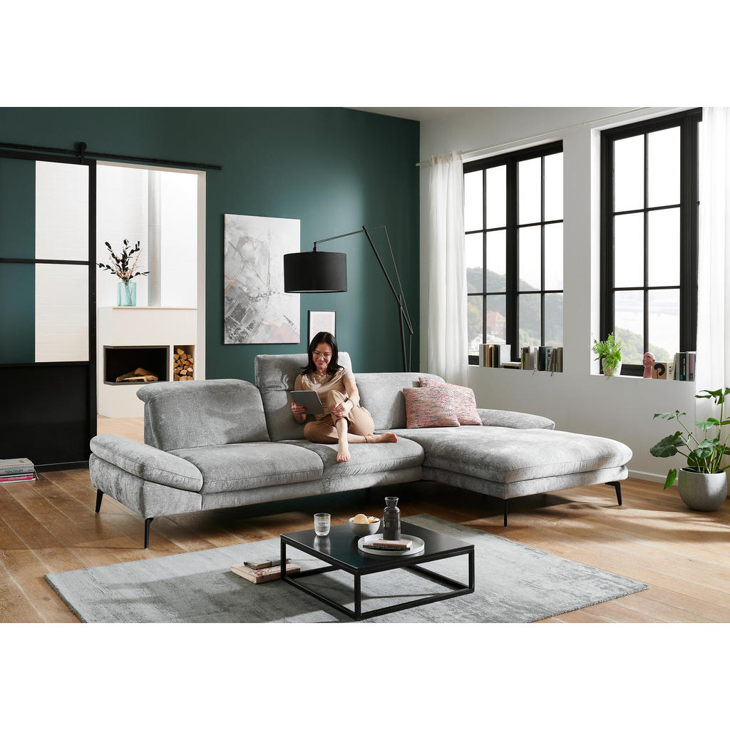 Thumbnail - Beldomo System Ecksofa, Grau, Textil, 3-Sitzer, Ottomane rechts, L-Form, 319x188 cm, Fußauswahl, Stoffauswahl, Sitzquali...