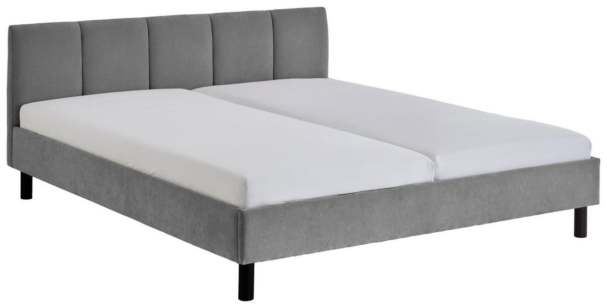 POLSTERBETT 180/200 cm, inkl.  in Grau  - Schwarz/Grau, Basics, Holz/Textil (180/200cm) - Boxxx