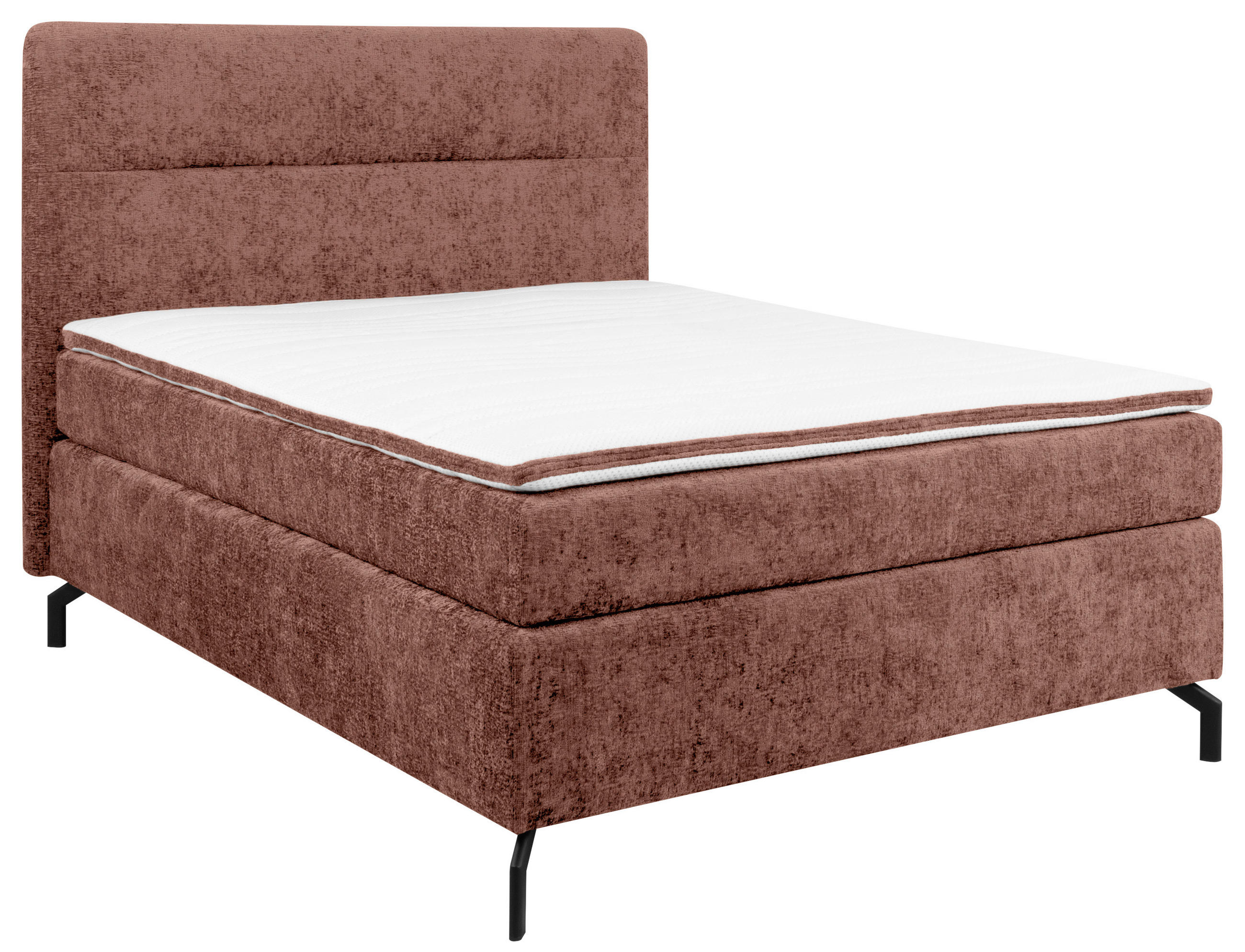 BOXSPRINGBETT 140/200 cm  in Rotbraun  - Rotbraun/Schwarz, Design, Textil/Metall (140/200cm) - Esposa