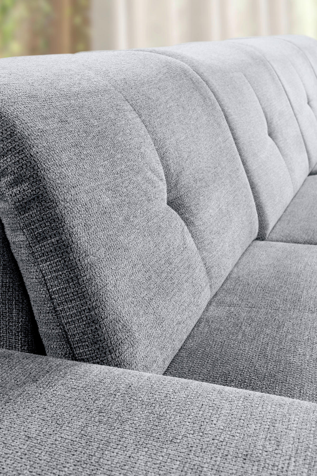 WOHNLANDSCHAFT Grau Chenille  - Grau, KONVENTIONELL, Kunststoff/Textil (240/340/188cm) - Carryhome