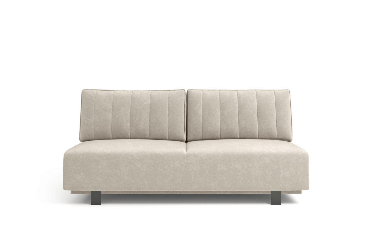 SCHLAFSOFA OLIVIO Velours Greige  inkl. Bettkasten, Schlaffunktion  - Greige/Schwarz, Basics, Holz/Textil (200/90/95cm) - Livetastic