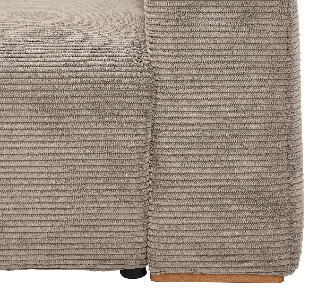 SCHLAFSOFA in Cord Taupe  - Taupe/Buchefarben, Konventionell, Holz/Kunststoff (255/86/123cm) - Livetastic