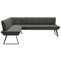 ECKBANK in Holz, Metall, Textil Grau, Schwarz, Eichefarben  - Eichefarben/Schwarz, Design, Holz/Textil (183/243cm) - Voleo