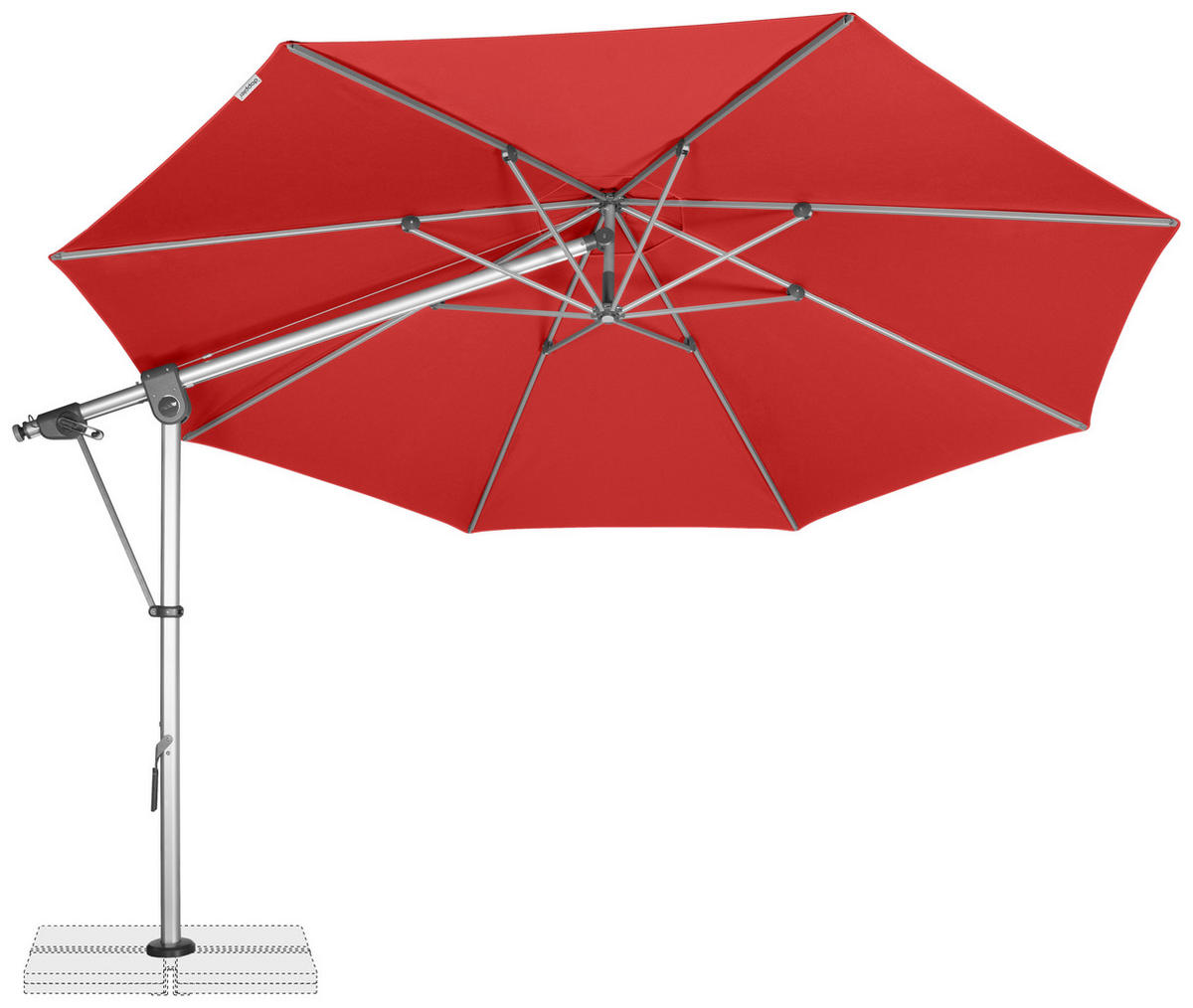 AMPELSCHIRM 350 cm Rot  - Silberfarben/Rot, Basics, Textil/Metall (350/350cm) - Doppler