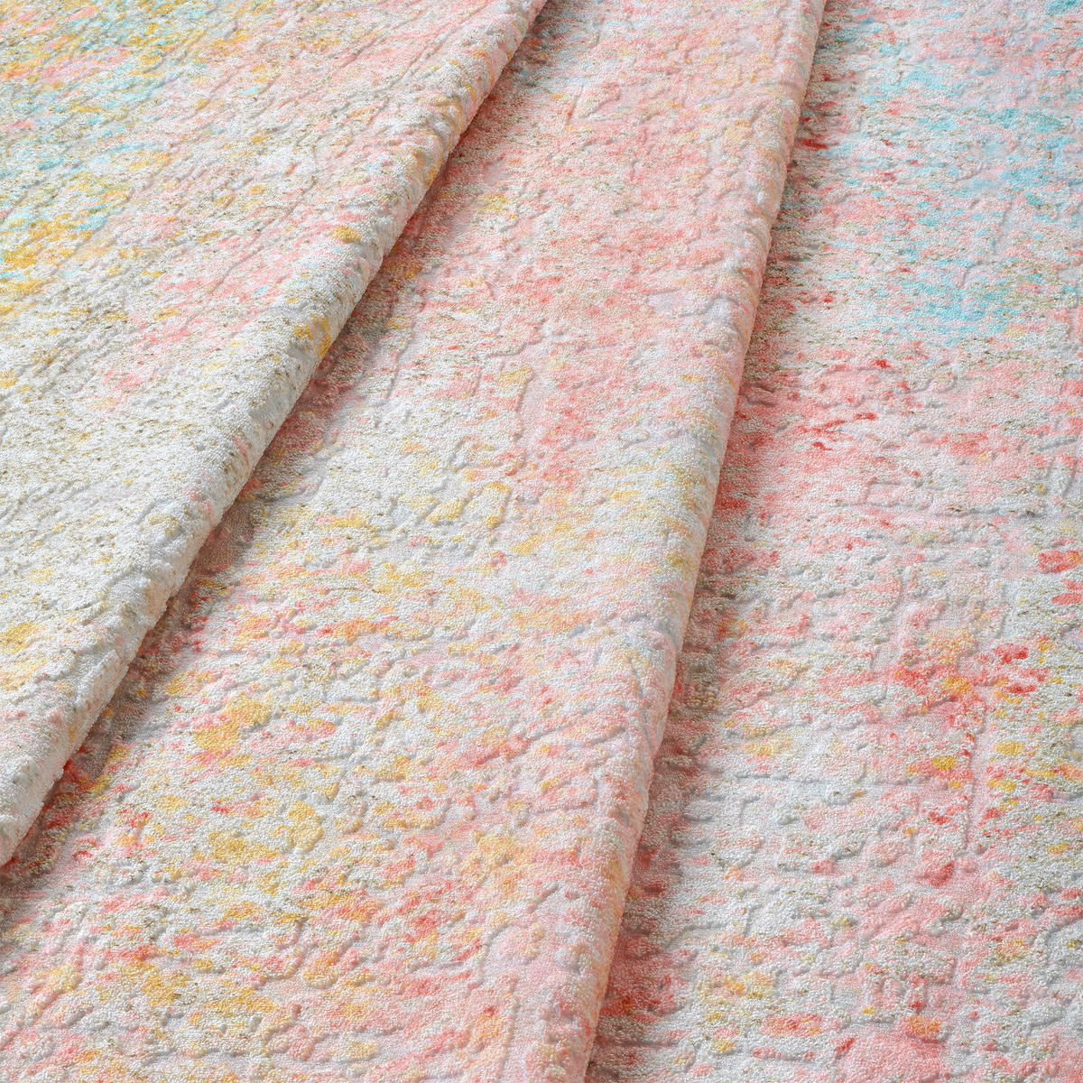 VINTAGE-TEPPICH 200/290 cm ONDEA FIORITH Rosa, Türkis, Dunkelgelb  - Türkis/Dunkelgelb, Design, Kunststoff/Textil (200/290cm) - Lindorug