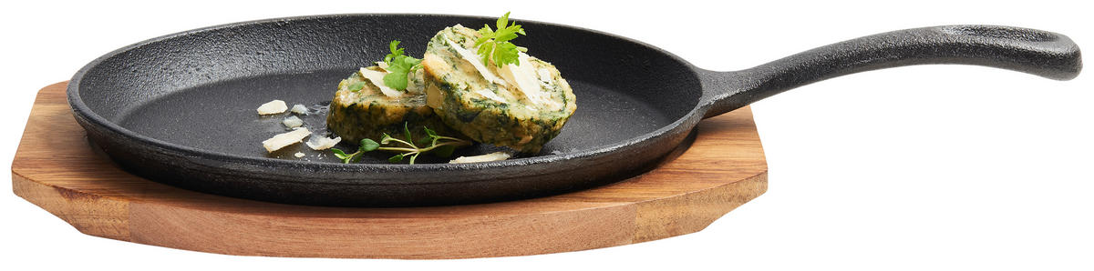 BRATPFANNE  - Schwarz/Naturfarben, Basics, Holz/Metall (37,5/17,5/2cm) - Homeware Profession.