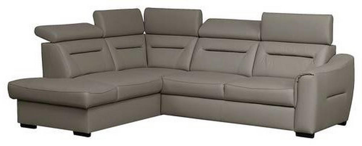 ECKSOFA  in Lederlook Echtleder Schlammfarben  - Wengefarben/Schlammfarben, Design, Leder/Holz (212/260cm) - Celina Home