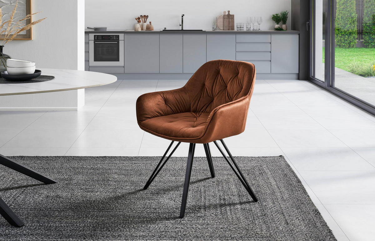 ARMLEHNSTUHL  in Eisen Samt  - Schwarz/Braun, LIFESTYLE, Holz/Textil (61/82/62cm) - Livetastic