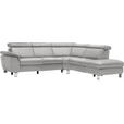 ECKSOFA in Flachgewebe Hellgrau  - Beige/Hellgrau, Design, Textil/Metall (271/242cm) - Cantus