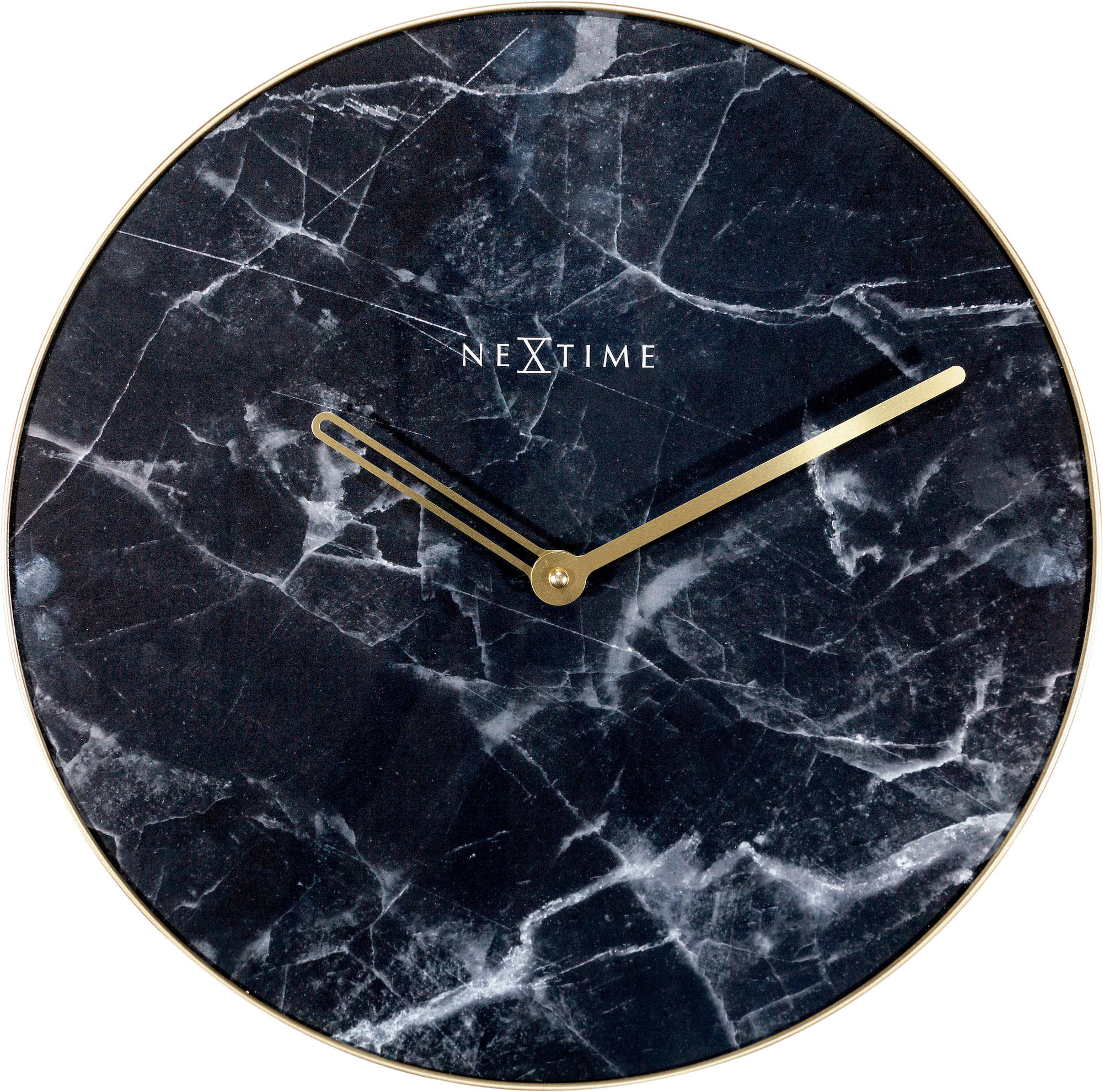 Nextime Wanduhr Gold, Schwarz 40x40x3 cm