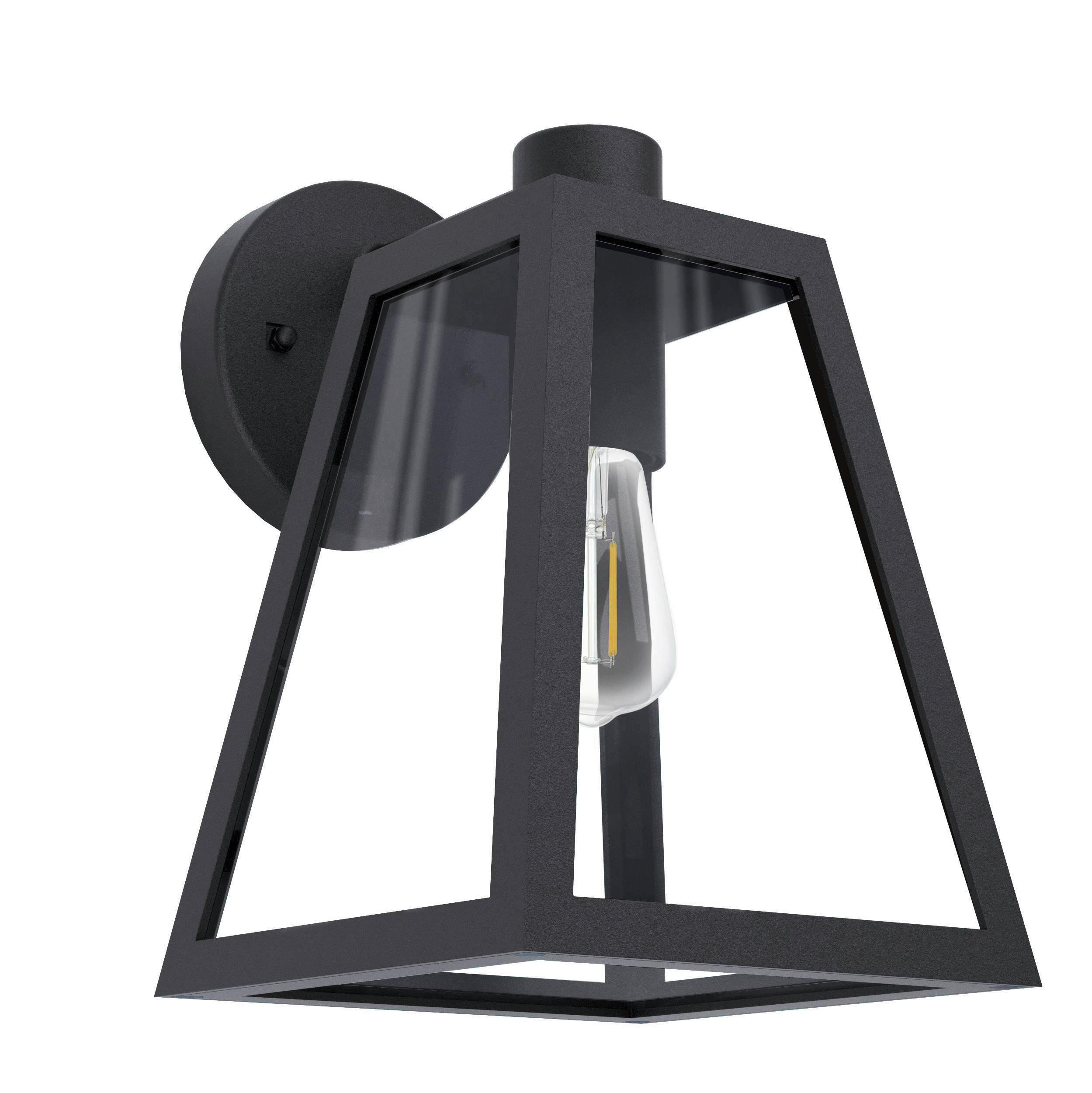 VÄGGLAMPA UTOMHUS - klar/svart, Klassisk, metall/glas (22,5/18/27cm) - Eglo