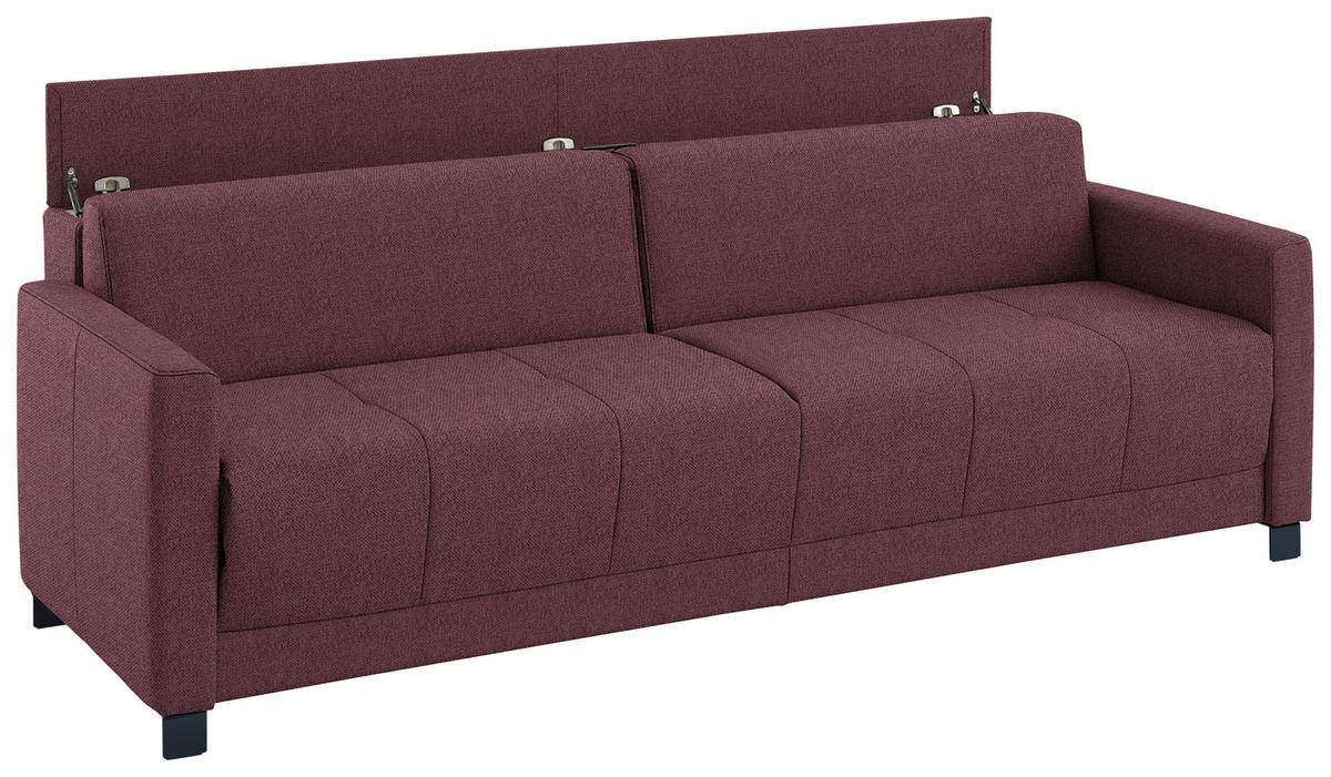 SCHLAFSOFA  in Flachgewebe Weinrot  - Weinrot/Schwarz, KONVENTIONELL, Textil/Metall (232/77/116cm) - Dieter Knoll