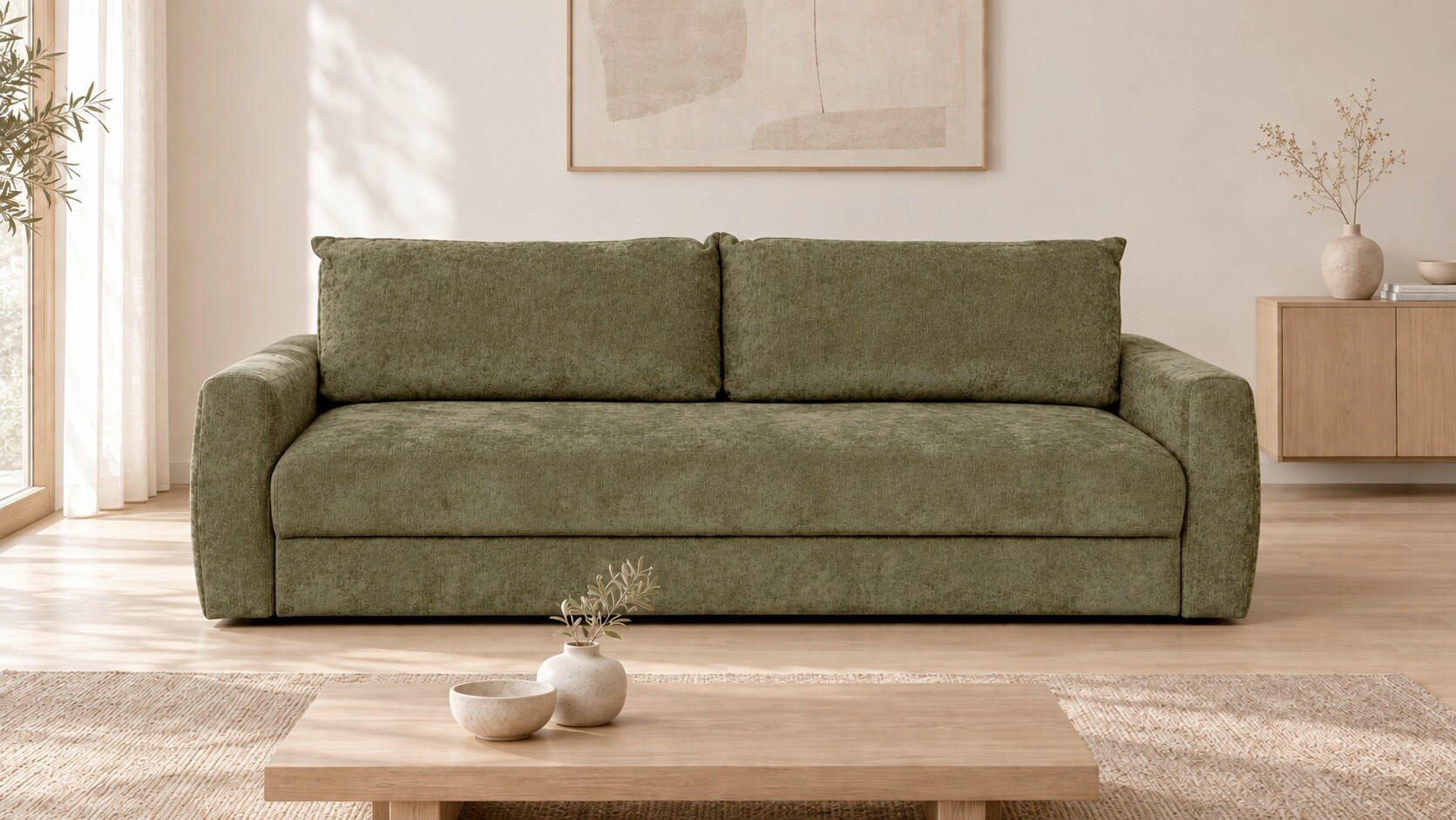 SCHLAFSOFA Chenille Grün  - Grün, Design, Textil (238/90/116cm) - Livetastic