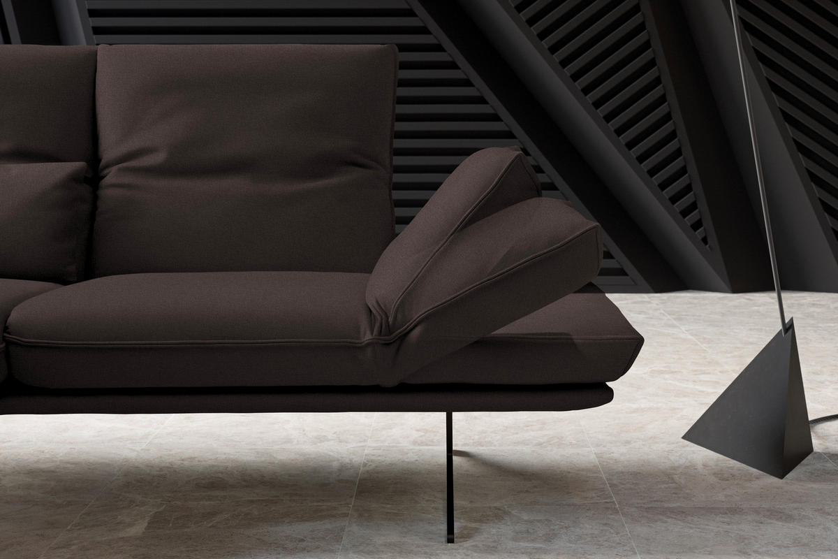 ECKSOFA in Echtleder Braun  130/210 cm  - Gelb/Schwarz, Design, Leder/Metall (130/210cm) - Dieter Knoll