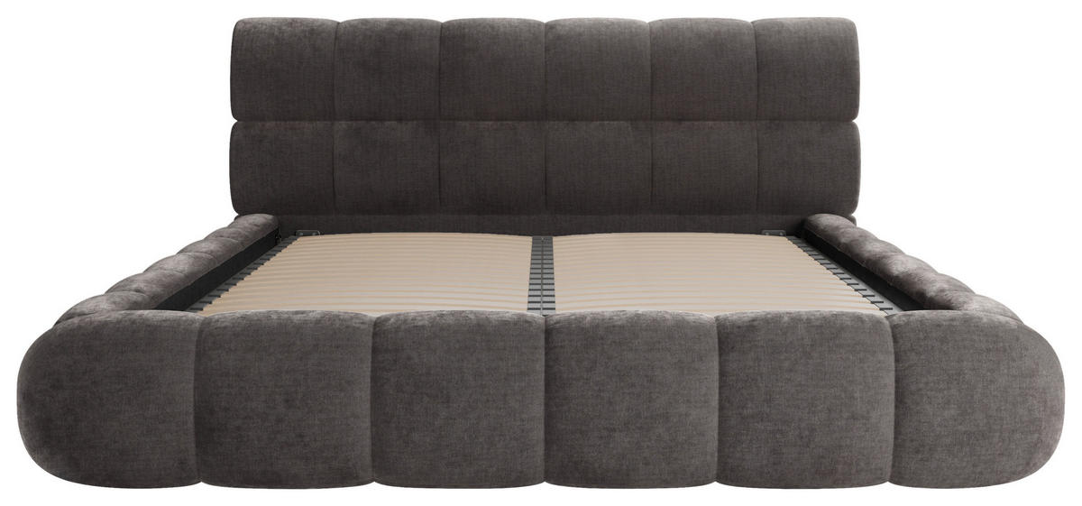 POLSTERBETT 180/200 cm,  in Dunkelgrau, Lattenrost, Bettkasten,  - Dunkelgrau/Schwarz, Design, Holz/Textil (180/200cm) - Chameo