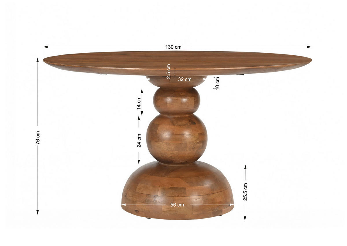 ESSTISCH 130/130/76 cm Echtholz  Holz rund Naturfarben  - Naturfarben, MODERN, Holz (130/130/76cm) - MID.YOU