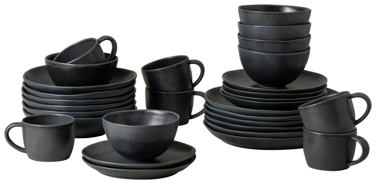 KOMBISERVICE Schwarz LIVIA 30-teilig 6 Personen  - Schwarz, Basics, Keramik - Costa Nova