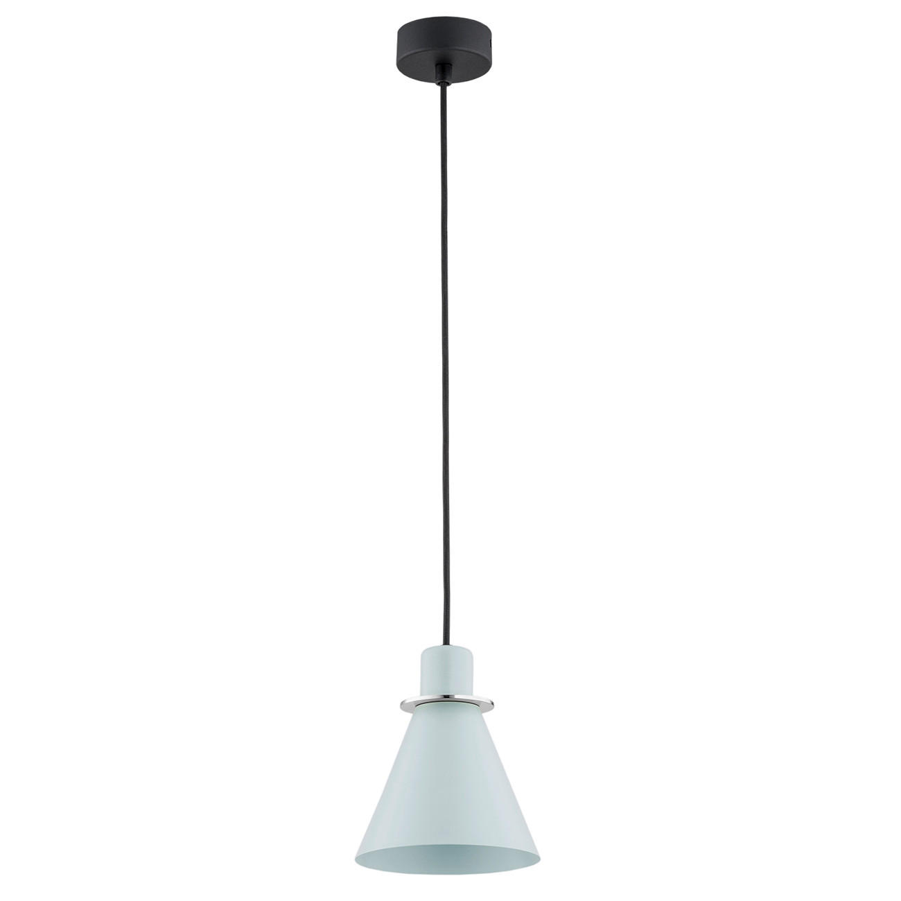 XXXLutz Hängeleuchte Argon Beverly Chrom, Hellblau 14.5x14.5x100 cm