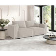 SCHLAFSOFA Cord Creme  inkl. Zierkissen, Bettkasten, Schlaffunktion  - Creme/Schwarz, MODERN, Kunststoff/Textil (250/68/104cm) - Xora