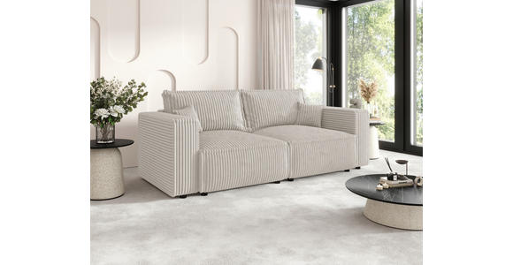 SCHLAFSOFA Cord Creme  inkl. Zierkissen, Bettkasten, Schlaffunktion  - Creme/Schwarz, MODERN, Kunststoff/Textil (250/68/104cm) - Xora