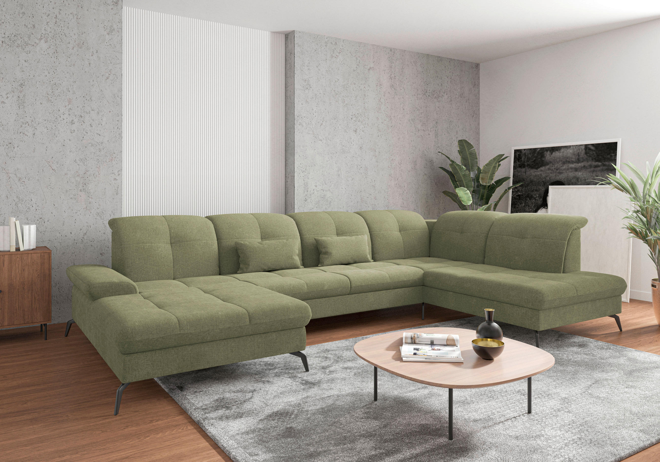 Sit & More SEDACÍ SOUPRAVA, textil, světle zelená