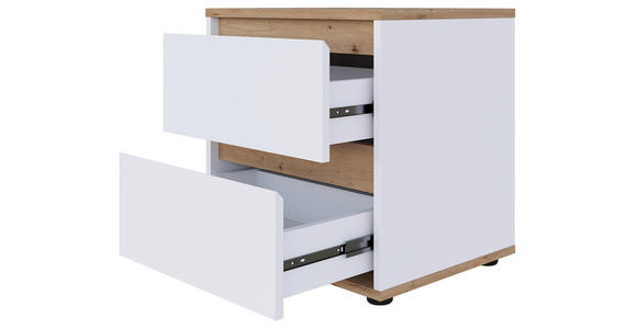 NACHTKÄSTCHEN 50/50/38 cm  in Weiß, Eiche Artisan  - Schwarz/Weiß, MODERN, Holzwerkstoff/Kunststoff (50/50/38cm) - Carryhome