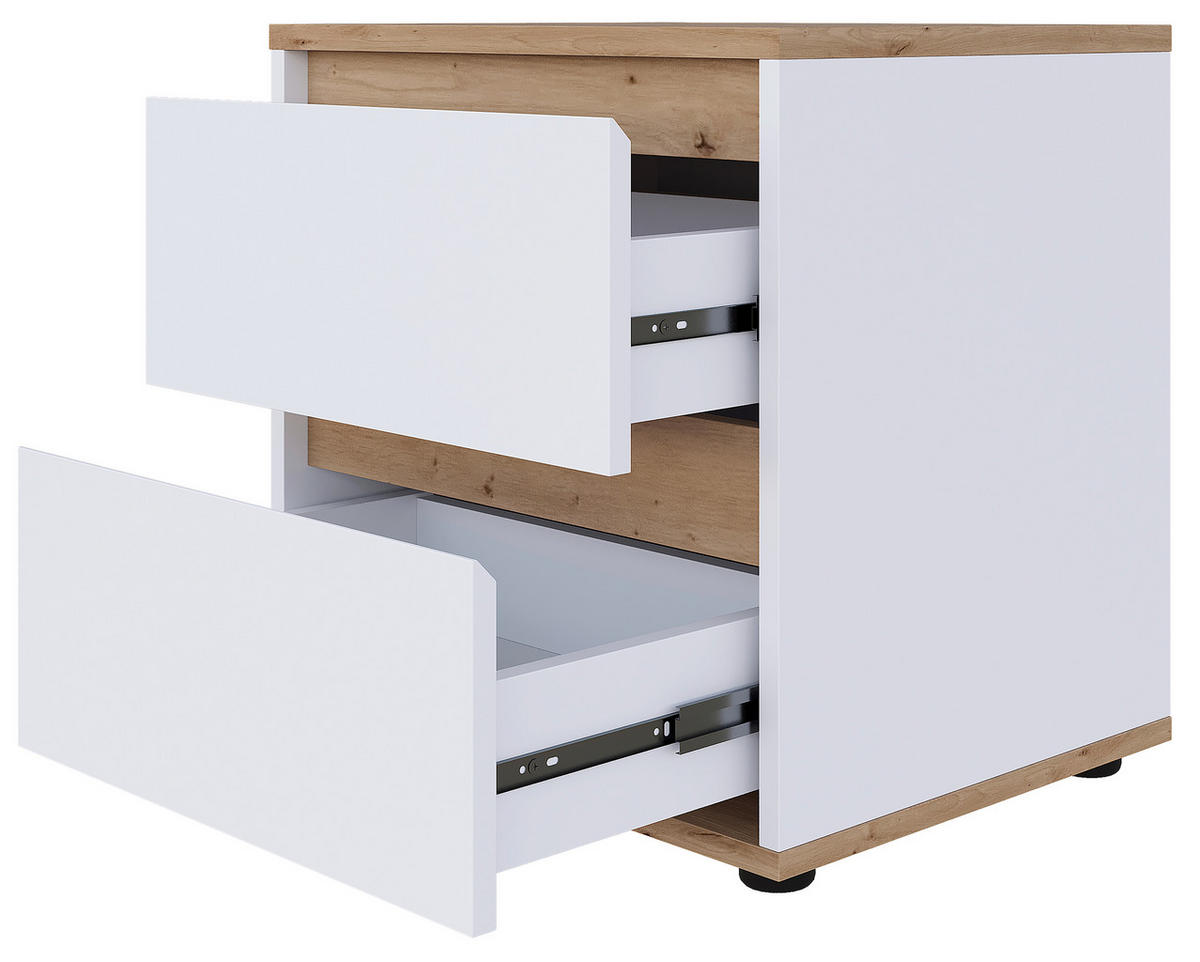 NACHTKÄSTCHEN 50/50/38 cm  in Weiß, Eiche Artisan  - Schwarz/Weiß, MODERN, Holzwerkstoff/Kunststoff (50/50/38cm) - Carryhome