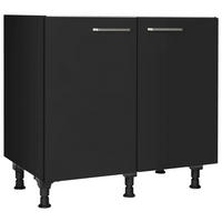 SPÜLENUNTERSCHRANK 90/87/56 cm  in Schwarz  - Edelstahlfarben/Schwarz, MODERN, Holzwerkstoff/Metall (90/87/56cm) - Nobilia