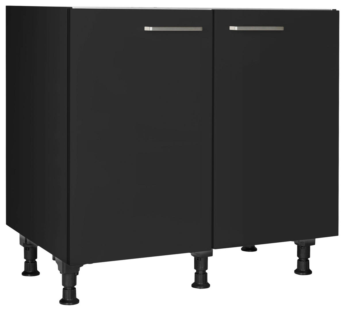 SPÜLENUNTERSCHRANK 90/87/56 cm  in Schwarz  - Edelstahlfarben/Schwarz, MODERN, Holzwerkstoff/Metall (90/87/56cm) - Nobilia