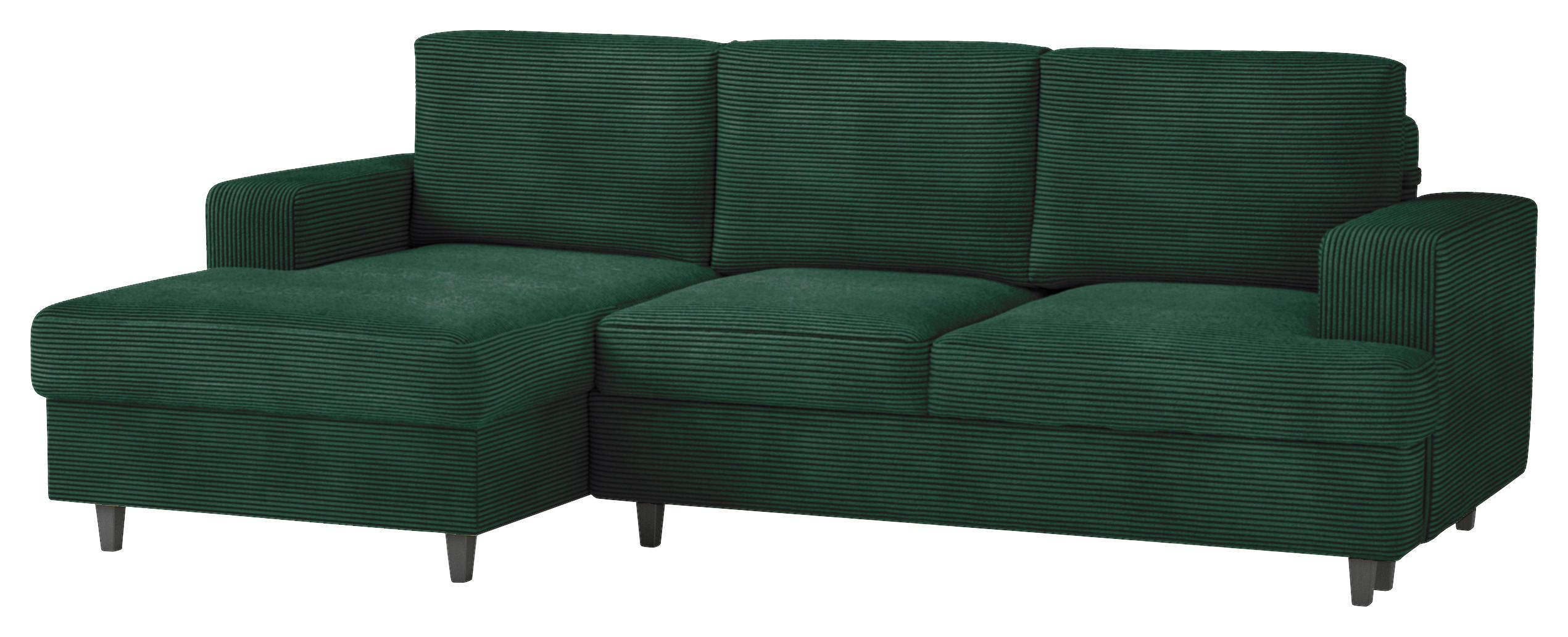 ECKSOFA Grün Cord, Velours  - Schwarz/Grün, Design, Holz/Textil (140/247cm) - MID.YOU