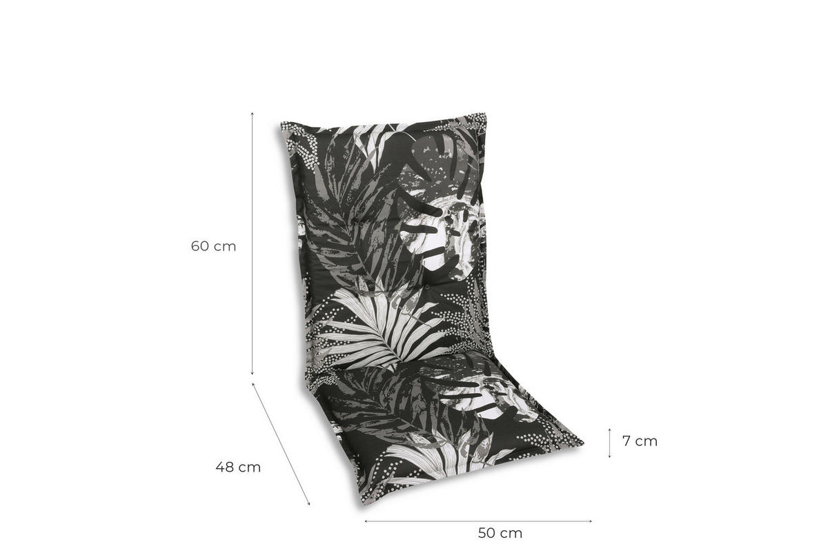 SESSELAUFLAGENSET in Grau, Schwarz, Weiß Blätter  - Schwarz/Weiß, Basics, Textil (50/7/110cm)