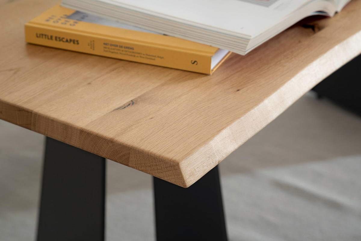 ESSTISCH in Holz, Metall 220/100/75 cm  - Wildeiche/Anthrazit, Design, Holz/Metall (220/100/75cm) - Venjakob