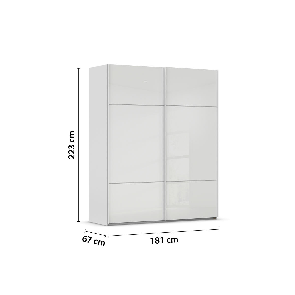 SCHWEBETÜRENSCHRANK in Grau, Weiss  - Weiss/Grau, Konventionell, Glas/Holzwerkstoff (181/223/67cm) - Novel