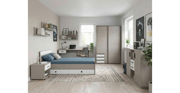 BETT 140/200 cm  in Grau, Weiß, Sahara  - Graphitfarben/Weiß, Design, Holzwerkstoff (140/200cm) - Carryhome