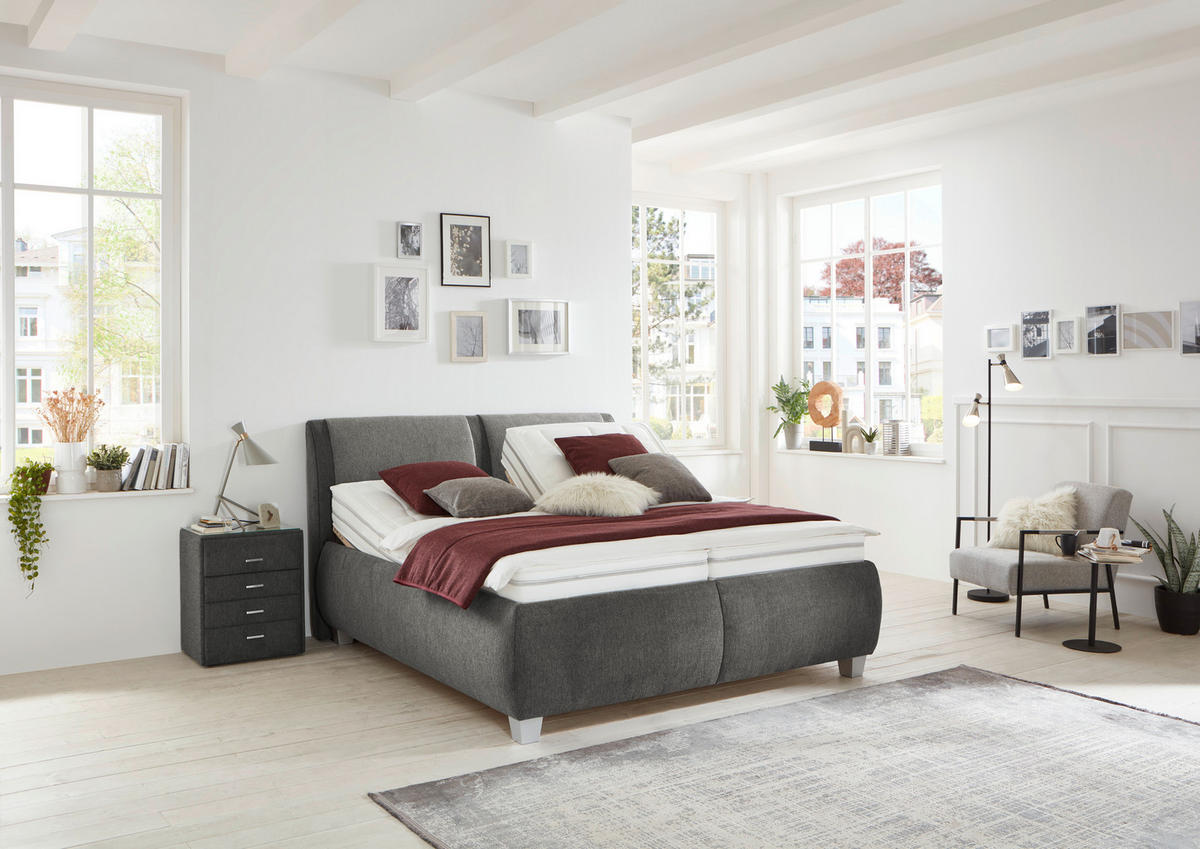 ČALOUNĚNÁ POSTEL, 180/200 cm, šedá, modrošedá - bílá/šedá, Design, dřevo/kompozitní dřevo (180/200cm) - Beldomo - Sleep