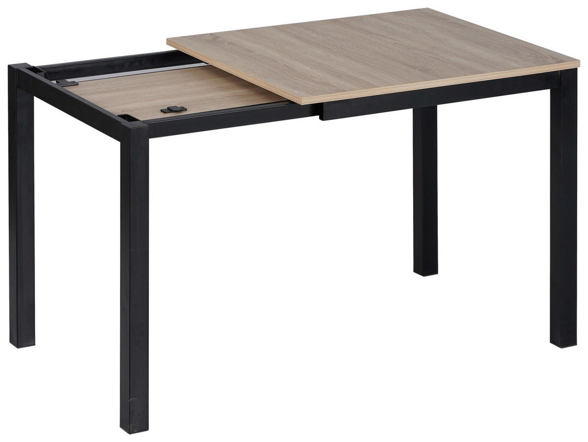ESSTISCH Schwarz, Sonoma Eiche rechteckig  ausziehbar  - Schwarz/Sonoma Eiche, KONVENTIONELL, Holzwerkstoff/Metall (80-120/76/70cm) - MID.YOU