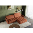 ECKSOFA Rostfarben Flachgewebe Rücken echt, Kopfteilverstellung, Sitztiefenverstellung  - Rostfarben/Schwarz, KONVENTIONELL, Textil/Metall (272/175cm) - Carryhome