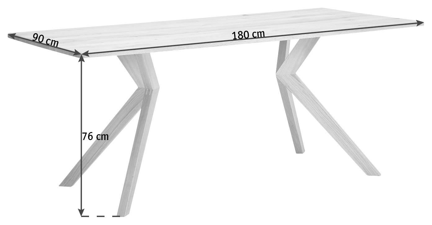 ESSTISCH Asteiche massiv rechteckig Eichefarben - Eichefarben, KONVENTIONELL, Holz (180/90/76cm) - Venda