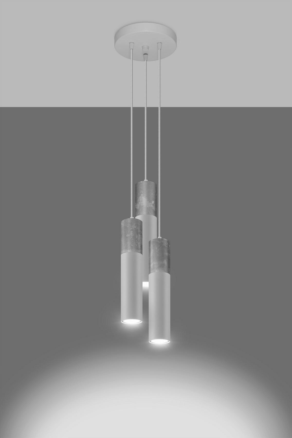 HÄNGELEUCHTE Borgio 20/20/110 cm   - Weiß/Grau, Design, Stein/Metall (20/20/110cm)