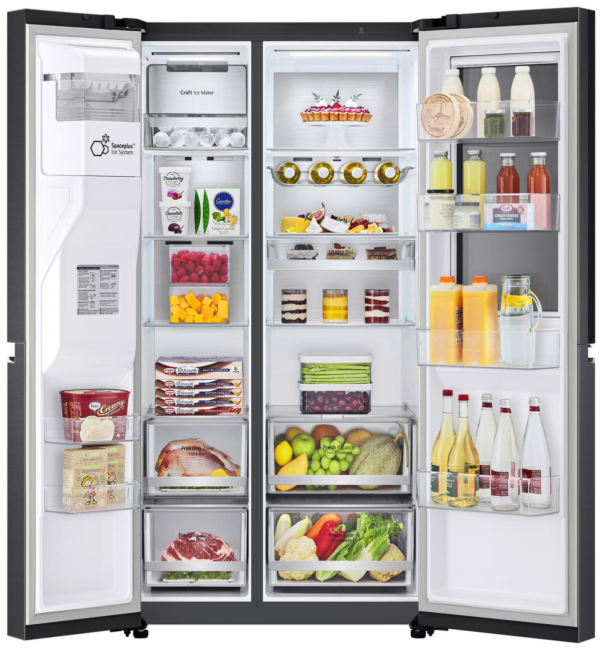 SIDE-BY-SIDE 91,3/179/73,5 cm GSXV90MCDE  - Schwarz, Basics, Glas/Kunststoff (91,3/179/73,5cm) - LG