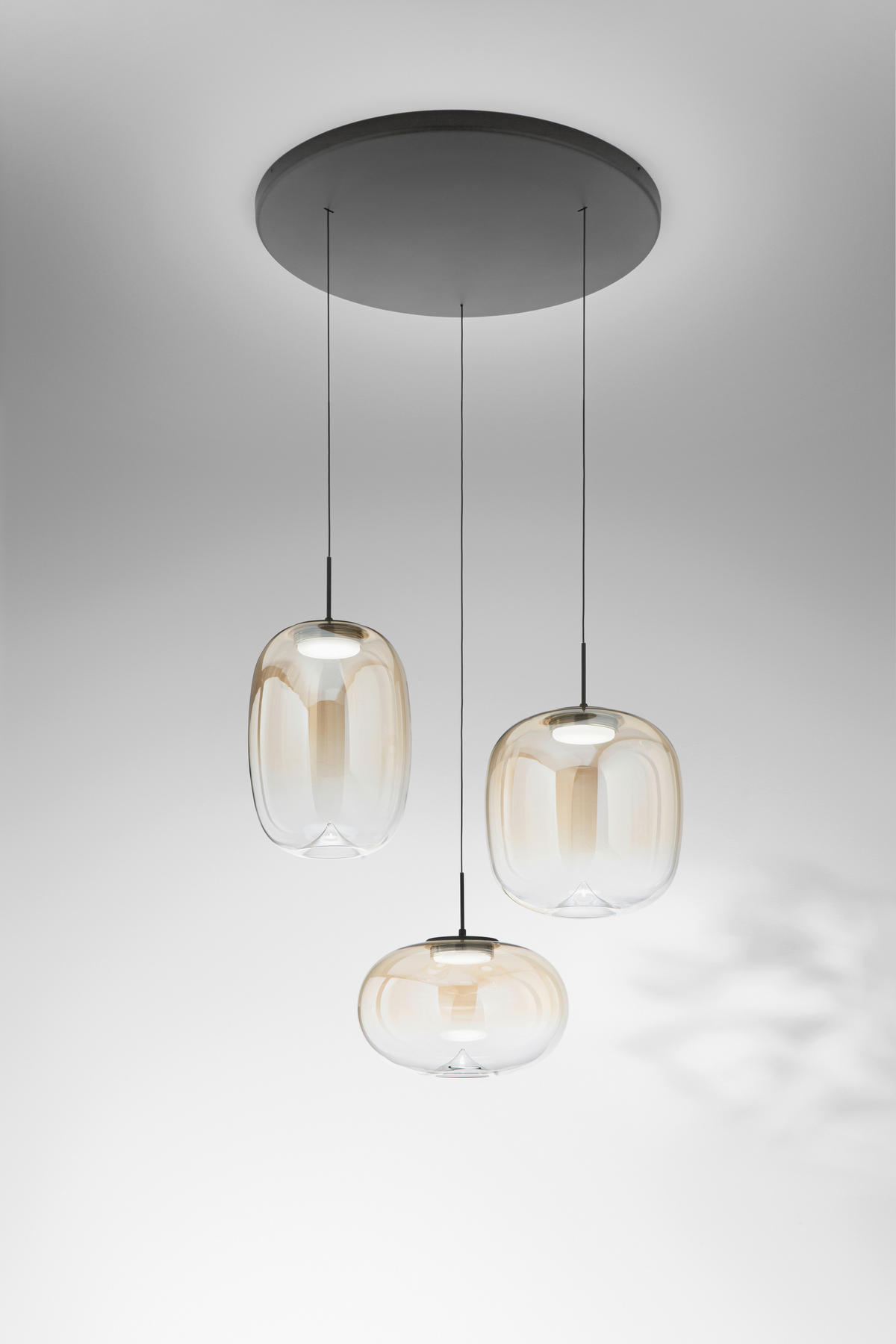LED-HÄNGELEUCHTE Brio 50/200 cm  - Cognac, Design, Glas/Metall (50/200cm)