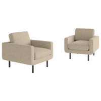 SESSEL in Flachgewebe Beige  - Beige/Schwarz, Design, Textil/Metall (70/80/92cm) - Livetastic
