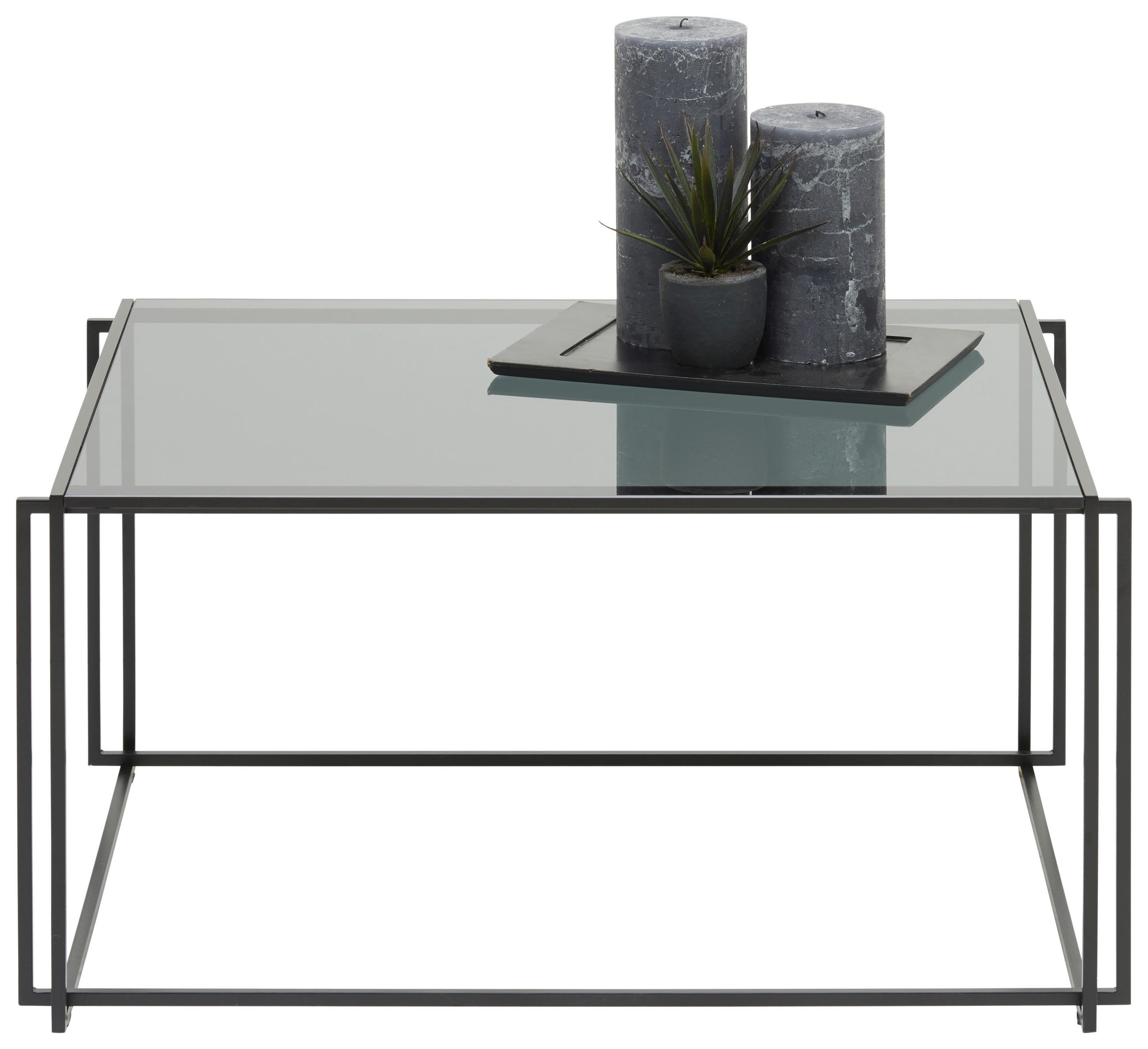 COUCHTISCH in Metall, Glas 75/60/38 cm  - Schwarz/Grau, Design, Glas/Metall (75/60/38cm) - Bacher