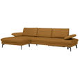 ECKSOFA in Echtleder Currygelb  - Currygelb/Schwarz, Design, Leder/Metall (157/325cm) - Dieter Knoll