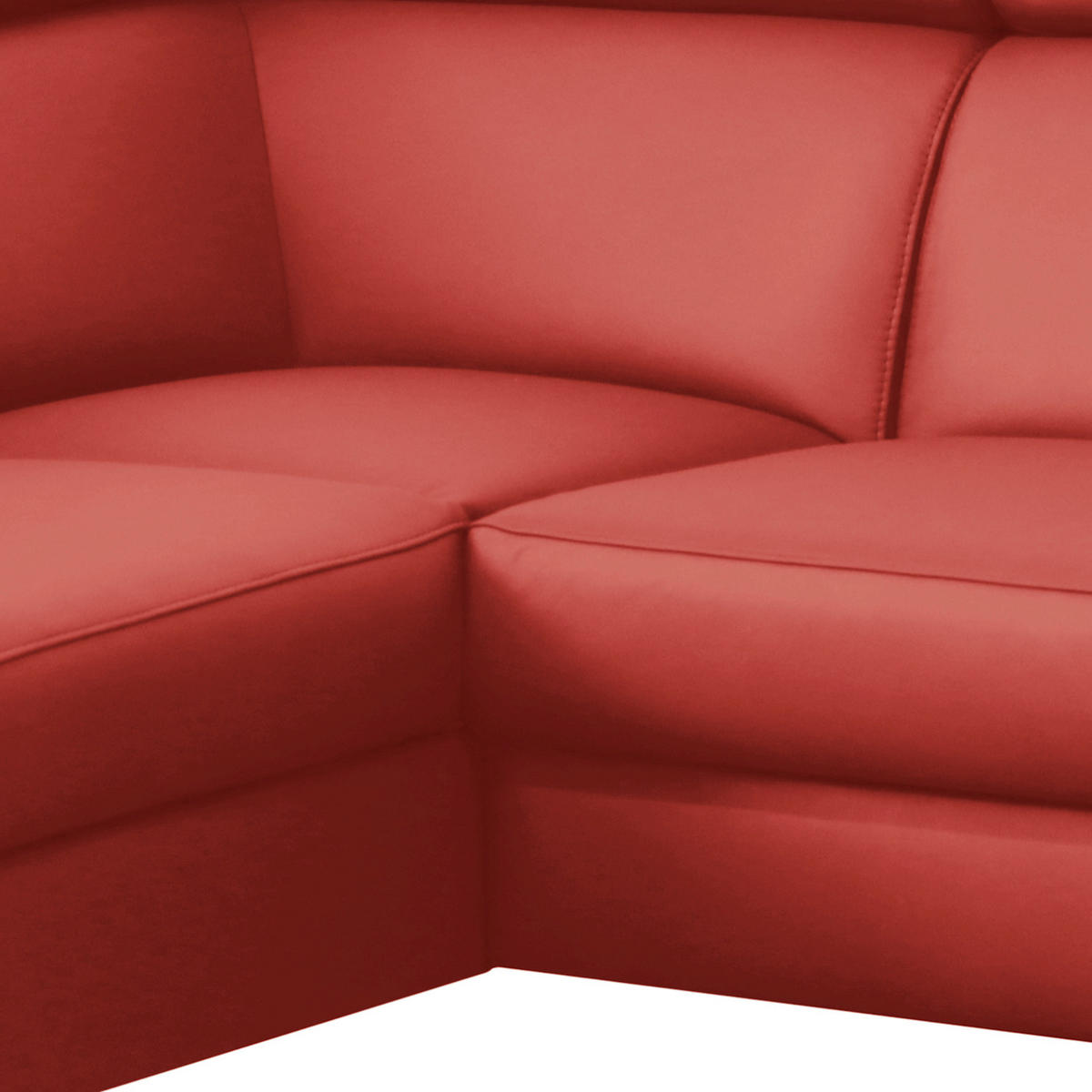 ECKSOFA Rot Echtleder Lederlook  - Chromfarben/Rot, Design, Leder/Textil (197/257cm) - Livetastic